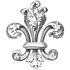 a black and white drawing of a fleur de lis