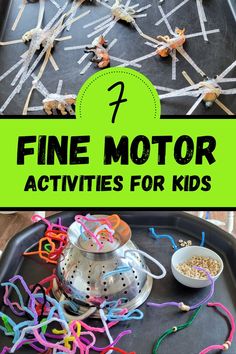 Pin text reads, 7 fine motor activities for kids and shows images of 2 of them. Fine Motor Skills Eyfs Activities, Activities To Strengthen Fine Motor, Preschool Activities Independent, Fine Motor Stem Activities, Fine Motor Activities For Playgroup, Fine Motor Activities For Reception, Fine Motor Building Activities, Fun Hands On Activities For Preschoolers, Pre Writing Activities For Preschoolers