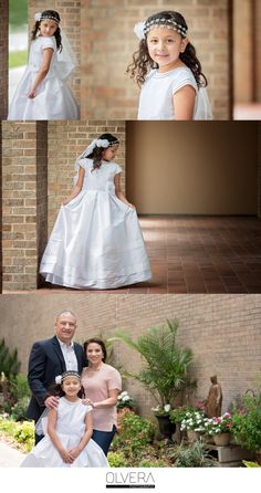 two children and their parents posing for pictures