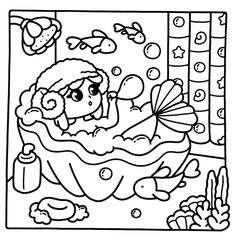 a coloring page with an image of a baby jesus in the manger and fish