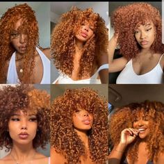 Auburn On Black Women, Chocolate Ginger Hair, Auburn Hair Black Women, Auburn Curly Hair, Coily Hairstyles, Orange Brown Hair