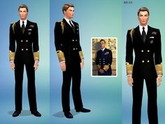 three different views of a man in uniform