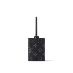 LOUIS VUITTON® - Card Holder Necklace - Black Classic Black Jewelry With Logo Charm, Designer Black Jewelry For Business, Louis Vuitton Card Holder, Passport Case, Louis Vuitton Official, Necklace Black, Small Leather Goods, Men's Collection, Monogram Canvas