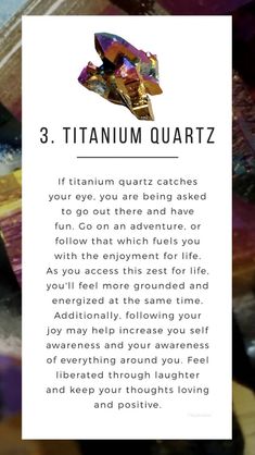 a card with an image of a diamond and the words, 3 titanium quartz