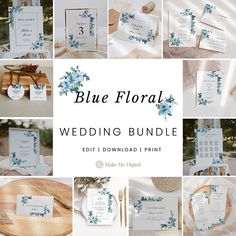 the blue floral wedding bundle is on display