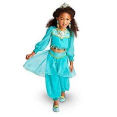 Genuine, Original, Authentic Disney Store Two-Piece Set Includes Top And Pants Top Features Gold Glitter Aqua Mesh Over Sequins, Pleated Organza Shoulders, And Faux Gold Lame Trim Jeweled Magic Lantern Brooch With Glitter Pants Features Mid-Section Of Gold Glitter Aqua Mesh Over Sequins With Faux Gold Disney Jasmine Costume, Disney Princess Jasmine Costume, Princess Jasmine Costume, Costume For Girls, Greek Goddess Costume, Disney Princess Jasmine, Disney Jasmine, Goddess Costume, Girls Disney