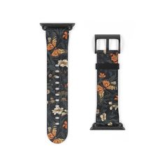 Whimsical Monarch Butterfly Floral Apple Watch Band | Walk In Power Wrap your wrist in timeless fashion with our custom Whimsical Monarch Butterfly Floral Apple Watch Band. Crafted with precision, these high-quality watch bands are not only stylish but also animal-friendly, made from faux leather that's both ethical and elegant. Whether you're dressing up for a special occasion or adding a touch of flair to your everyday outfits, these watch bands are the perfect accessory to take your style to the next level. .: 100% Faux Leather .: Suitable for Apple Watch Series 1, 2, 3, 4, 5, 6, 7, 8, Ultra and SE devices 🌟 Unparalleled Quality 🌟 Our watch bands are designed for durability and comfort. You can trust that they will stand the test of time, even as they enhance your fashion-forward look Rectangular Watch With Black Band, Adjustable Rectangular Watch With Black Band, Rectangular Watch With Adjustable Black Band, Matrix Design, Bee Watch, Apple Watch Bands Butterfly, Butterfly Watch, Apple Watch Band, Bracelet Apple Watch