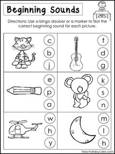 beginning sounds worksheet with pictures and words to help students learn how to use them