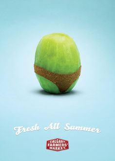 an advertisement for fresh all summer, featuring a green apple with a bandage on it