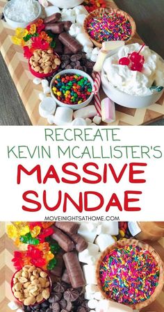 the recipe for kevin mcalister's massive sundae is displayed on a cutting board