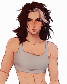 a drawing of a woman in a sports bra top with her hands on her hips