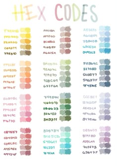 a poster with the words hex codes in different colors