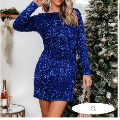 Vibrant Royal Blue Sequin Mini Dress. Gorgeous Color. Never Worn. Bought For Nye But Stayed In. Brand Is Mabel (From Vici Collection) Vici Dress, Plunge Mini Dress, Sequin Bodycon Dress, Satin Mini Dress, Sequin Mini, Sequin Mini Dress, Long Sleeve Mini, Long Sleeve Mini Dress, Fall Dresses