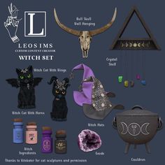 an assortment of items including witches, cats, and other things to make it look like they are in the wild