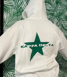 Sorority sweatshirt perfect for baskets and every day use! Star design with sorority name in split colors. Please specify the colors you prefer. Sorority Shirts Designs Ideas, Greek Merch, Sorority Prints, Sorority Merch Ideas, Aphi Merch, Sorority Rush Shirts, Kappa Delta Shirts, Sweatshirts Aesthetic