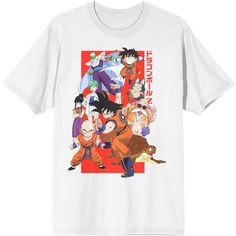 Fans of the anime series Dragon Ball Z will love this men?s classic white short sleeve t-shirt. The Dragon Ball Z fan apparel shirt features a big colorful graphic of the anime?s classic characters that has been professionally printed to ensure long-lasting print quality. The Dragon Ball Z tee is a fresh white, and includes short sleeves for both comfort and style in any weather. The Dragon Ball Z anime shirt is made of 100percent preshrunk cotton. It can be machine washed in cold water with lik Vegeta Shirt, Dragon Ball Z Anime, Character Group, Pacsun Mens, Classic Characters, Colorful Graphics, Classic Cartoon Characters, White Graphic Tee, Dragon Ball Super Manga