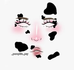 Cow Makeup Looks Easy, Makeup Ideas Drawing, Rhinestone Makeup, Makeup Face Charts, Face Charts, Halloween Eye Makeup, Face Art Makeup