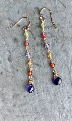 Multicolor Drop Sterling Silver Jewelry, Multicolor Sterling Silver Drop Jewelry, Multicolor Faceted Dangle Jewelry, Multicolor Faceted Teardrop Jewelry, Teapot Jewelry, Tea Jewelry, Briolette Necklace, Ear Art, Earring Inspiration