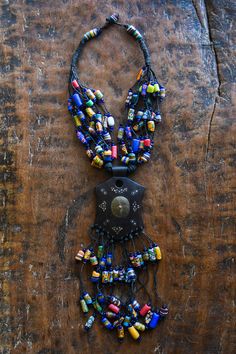 Tribal Necklaces - Traditional - Africa - African Art - Jewelry - Trade Beads - Millefiori - Wood Pendant - Statement