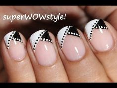 Check out this all new Black and White Nail Art in french tip manicure!  Subscribe to superwowstyle  - http://bit.ly/1rGqAxY---------------------------------... White And Black French Tip Nails, Black And White French Nails, Black And White French Tip Nails, Nailart French, Tip Manicure, Black And White Nail, French Tip Manicure, French Tip Nail Art