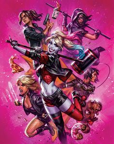 the cover to harley's new comic book, harley and other characters are depicted in this