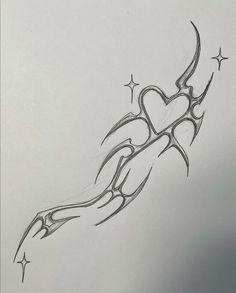 a drawing of a hand holding a heart with stars in the sky behind it on a sheet of paper