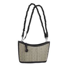 This Exquisite Handbag From Baskets Of Cambodia Is A True Masterpiece Of Craftsmanship. Made From Sea Grass And Woven To Perfection, This Purse Is A Stunning Addition To Any Outfit. The Braided Double Strap Adds A Touch Of Sophistication, While The Silver Hardware Complements The Tan And Black Exterior Colors. The Interior Of This Lightweight Handbag Features Inner Pockets, Making It Easy To Organize Your Essentials. The Detachable Strap Is A Convenient Accessory, Allowing You To Carry The Handb Elegant Woven Crossbody Bucket Bag, Cream Woven Shoulder Bag For Everyday, Everyday Cream Woven Shoulder Bag, Cream Woven Bag For Everyday Use, Black Woven Straw Crossbody Bag, Elegant Handwoven Bucket Bag For Shopping, Elegant Straw Crossbody Bag For Daily Use, Everyday Cream Woven Bag, Elegant Crossbody Straw Bag For Daily Use