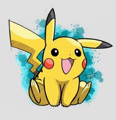 a drawing of a pikachu sitting on the ground