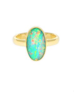 Elongated Oval Ring Yellow Gold Ethiopian Opal Oval Cabochon Ring, Ethiopian Opal Oval Cabochon Ring In Yellow Gold, Yellow Gold Ethiopian Opal Ring In Oval Cabochon Shape, Yellow Gold Ethiopian Opal Ring In Oval Shape, Yellow Gold Oval Opal Ring, Gold Ethiopian Opal Ring With Oval Cabochon, Gold Opal Ring Oval Cabochon, Gold Ethiopian Opal Oval Ring, Green Lake Jewelry