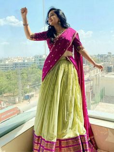 Half Saree Lehenga Purple Colour, Red And Purple Half Saree, Simple Half Sarees Latest Designs, Trending Half Saree Designs 2023, Half Sarees Latest Designs Pattu, Fancy Langa Voni Half Saree, Half Sarees For Women, Simple Langa Voni, Halfsarees Designer Latest