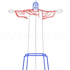 how to draw the statue of christ