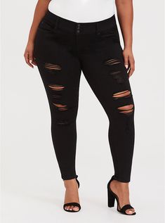 Premium Stretch Jegging - Black Wash, BLACK Most Comfortable Jeans, Black Ripped Jeans, All I Ever Wanted, Curvy Jeans, Denim Details, Distressed Black Jeans, Plus Size Jeans, Sky High, Latest Fashion For Women