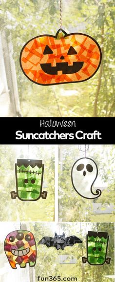 halloween sun catchers made with tissue paper