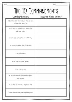 the ten commandments worksheet for kids to learn how to keep them entertained