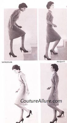 four different pictures of women in dresses and high heels, from the 1950's to the 1960s's