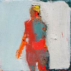 an abstract painting of a man in red and blue