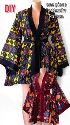 how to cut and sew bubu gown wrap dress kaftan Bubu Gown short dress diy Gown Short Dress, Ankara Kimono Style, Ankara Kimono Jacket, Kimono Ankara, African Print Jacket, Kimono Styles, African Print Kimono, Bubu Gown, Ankara Kimono