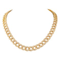 Modern diamond cuban link Necklace. High jewelry by Alexander Beverly Hills. 3584 round brilliant diamonds, 25.07 carats total. Approximately G/H color and VS2/SI1 clarity. 18k yellow gold, 123.98 grams, and 12mm width. Accommodated with an up-to-date appraisal by a GIA G.G. once purchased, upon request. Please contact us with any questions. Item Number N6615 Modern Diamond Jewelry, Cuban Link Necklace, Modern Jewellery Design, Contemporary Jewelry Design, Pearl Chain Necklace, Modern Necklaces, Chain Necklaces, Bride Jewellery, Cuban Link