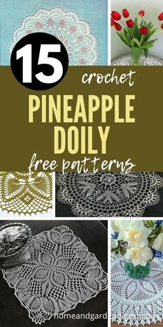 crochet pineapple doily patterns with text overlay that reads 15 crochet pineapple doily patterns