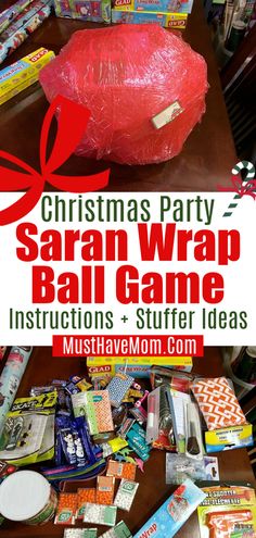 Saran Wrap Ball Game! Fun Party Game Idea For Kids Or Adults. On the blog,  the saran wrap ball game how to make. This easy Christmas Party game everyone will love. Easy Christmas Party, Christmas Party Ideas For Teens, Adult Christmas Party, Fun Christmas Party Games, Work Christmas Party