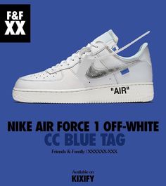 Off White Forces, Air Force 1 Poster Nike, Offwhite Air Force 1, Luxury Blue Nike Air Force 1 Sporty Sneakers, Air Force 1 Off White Blue, Club C 85 Vintage, Jordans Retro, Fire Shoes, Nike Air Force 1s