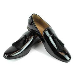 Find many great new & used options and get the best deals for Black Patent Slip On Loafers Tassel Men's Dress Shoes Modern Formal By AZAR MAN at the best online prices at eBay! Free shipping for many products! Classic Black Tassel Loafers For Party, Black Tassel Loafers With Leather Sole For Party, Black Tassel Loafers For Party, Black Slip-on Tassel Loafers For Party, Business Patent Leather Tassel Loafers With Round Toe, Patent Leather Tassel Loafers For Business, Black Formal Shoes, Gold Loafers, Tuxedo Shoes