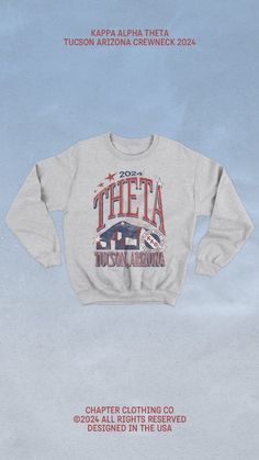 Visit our website to design your next custom merch order for your sorority or fraternity! 💕✨    Crew Neck, Shirt, Sorority, Kappa Alpha Theta, THETA, Bid Day, greek life designs, Sorority Bid Day, Recruitment, Sorority Merch, Sorority Art, Sorority Shop, Chapter, Graphic Design, SweatShirt, Cute Outfits, College Sorority, Tucson, Arizona, College, Sorority Casual Wear, Custom Sorority Apparel, Big Little Reveal, Graphic Design for Sororities, College Sorority Life, Sweat Shirt Designs for Sororities, Sorority Shirts, Aesthetic Sorority Outfits, Philanthropy Shirt Ideas. College Merch Aesthetic, Sorority Philanthropy Shirts, Sweat Shirt Designs, Sorority Apparel Ideas, Theta Bid Day