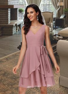 Kaila A-line V-Neck Short/Mini Chiffon Homecoming Dress With Ruffle UKP0015225 Silhouette:: A-Line Neckline:: V-neck Length:: Short/Mini Embellishment:: Ruffle Fabric:: Chiffon Straps:: RegularStraps Sleeve:: Sleeveless BackStyle:: ZipperUp FullyLined:: No Built-InBra:: Yes Boning:: No Size:: General,Plus This dress could be custom made, there are no extra cost to do custom size and color. Feminine Chiffon V-neck Dress For Wedding, Feminine V-neck Chiffon Party Dress, Feminine V-neck Chiffon Dress For Wedding, Feminine Flowy Chiffon V-neck Dress, Flowy V-neck Chiffon Dress In Feminine Style, Flowy Feminine V-neck Chiffon Dress, Chiffon Bridesmaid V-neck Dress, Feminine Chiffon V-neck Wedding Dress, Elegant Chiffon V-neck Dress With Ruffles