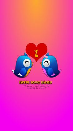 two blue birds sitting next to each other in front of a red heart with the number one on it