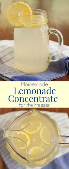 homemade lemonade concentrate recipe in a glass pitcher