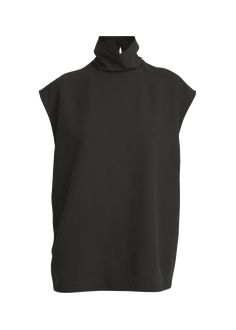 "Find RICK OWENS Mock-neck Cap-sleeve Wool Top on Editorialist. Rick Owens top in crepe Approx. 27.9\"L from shoulder to hem Mock neckline; hook/keyhole back Cap sleeves Loose fit Pullover style Wool Made in Italy" Modern High Neck Tops For Workwear, Wool Top, Mock Neckline, Rick Owens, Cap Sleeve, Pullover Styling, Mock Neck, Cap Sleeves, Loose Fitting