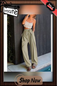 Light Green High Waist Pocket Wide Leg Pants Bottoms Pants, Leg Pants, Wide Leg Pants, Light Green, High Waist, Wide Leg, Shop Now, High Waisted, Pants