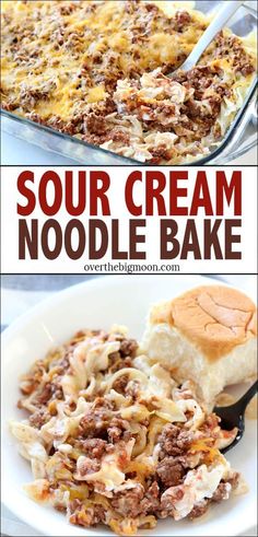 A delicious and hearty family-friendly ground beef and egg noodle-based casserole that your whole family will love and can be made ahead of time. This Sour Cream Noodle Bake takes basic ingredients and turns them into a memorable meal that your family will be requesting regularly. #sourcreamnoodlebake #noodlebake #hamburgercasserole #sourcreamnoodlecasserole #hamburgerandnoodlecasserole #hamburgerandnoodlebake #casserole #easycasserole #premadedinner #makeaheadcasserole Sour Cream And Noodle Bake, Egg Noodle Ground Beef Casserole, Creamy Beef Noodle Bake, What To Cook With Sour Cream, Beefy Sour Cream Noodle Bake, Casserole With Noodles And Ground Beef