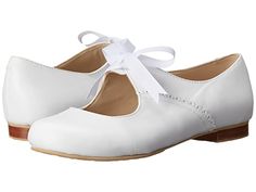 Elephantito Sabrina (Toddler/Little Kid) (White) Girl's Shoes She'll be ready to dance the day away in sweet style with the classic charm of these ElephantitoÂ mary janes. Supple leather upper with scalloped detailing at the side. Ribbon tie closure at the instep for an adjustable yet secure fit. Naturally breathable leather lining keeps feet cool and dry. Cushioned leather-covered footbed provides all-day comfort. Durable rub #Elephantito #Shoes #ClosedFootwear #GeneralClosedFootwear #White White Shoes For Girls, Kids Clothing Rack, Cheap Kids Clothes, Online Kids Clothes, Kids Fashion Dress, Girls Shoes Kids, Fashion Sandals, Shoes Outlet, Online Shopping Clothes